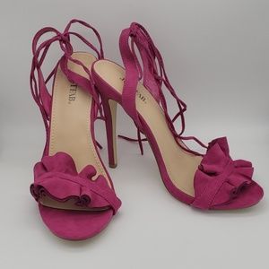 Fuchsia Wraparound Heeled Sandals